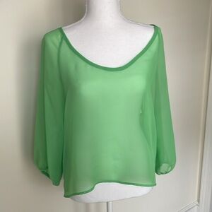 Green Sheer Top Cut-Out Back